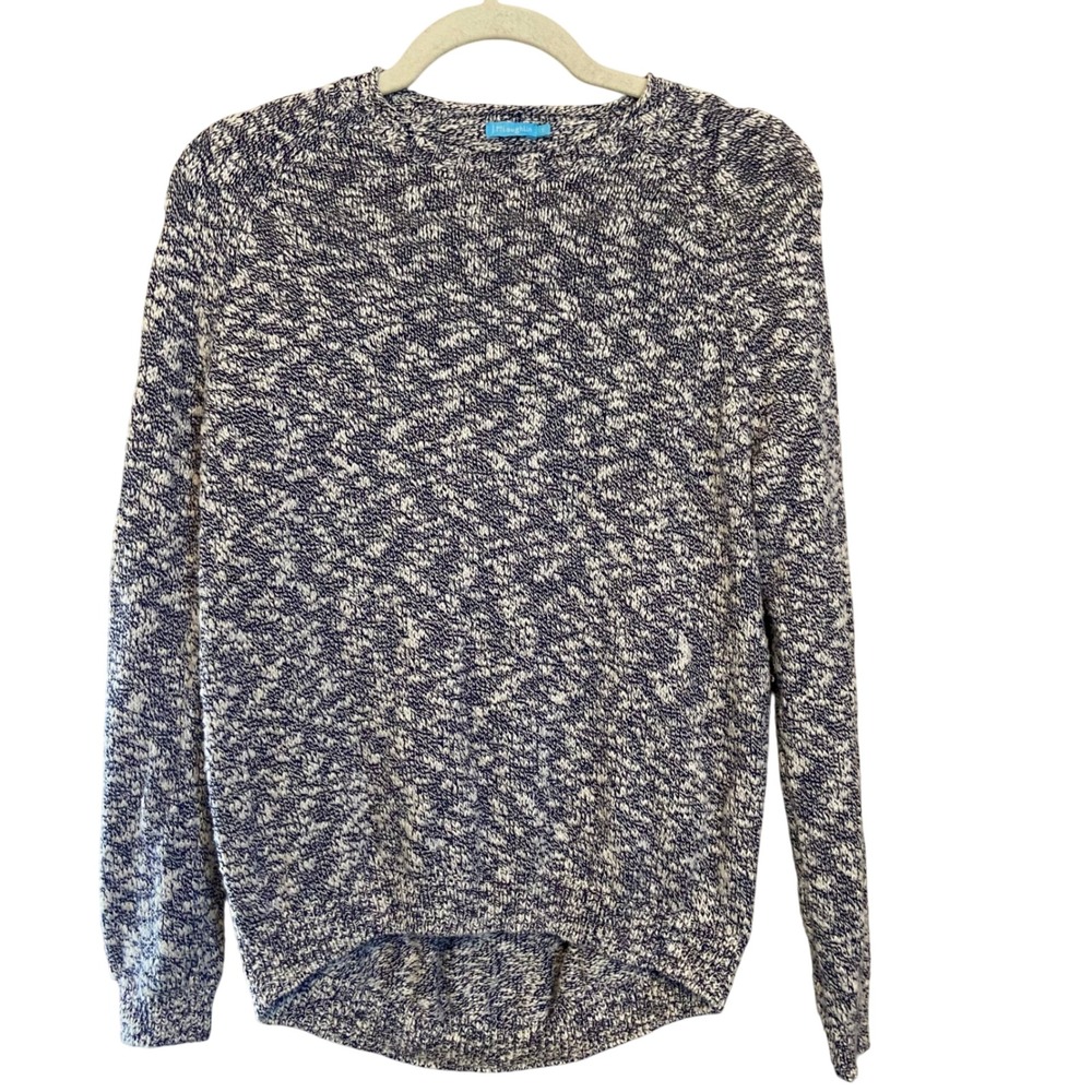 J McLaughlin Womens Blue White Speckled‎ Knit Crew Neck Sweater Size Small